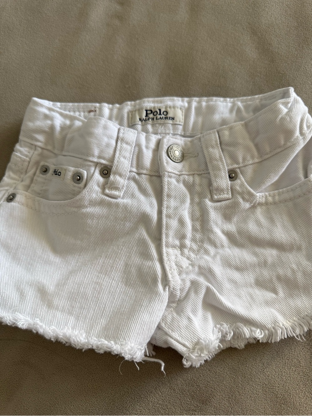 Ralph Lauren Women's White Frayed Hem Denim Shorts